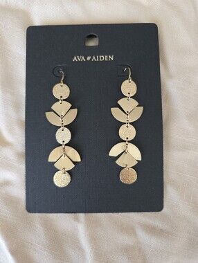 Ava & Aiden Shimmering Gold Layered Disc Dangle Earrings